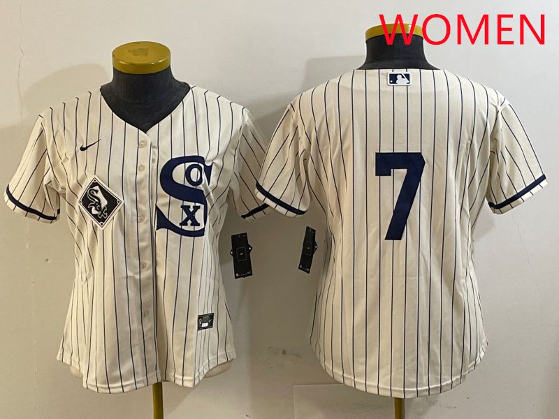 Women Chicago White Sox #7 No Name Cream Stripe Dream Edition Game 2025 Nike MLB Jersey style 5